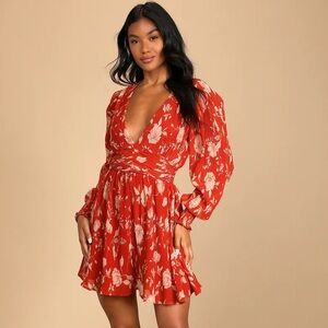 Floral Red Dress